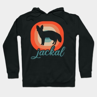 Retro Jackal Sunset Fan Wild Dog Wolf Design Hoodie